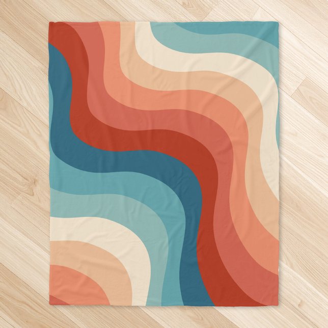 Modern Retro 70s Style Stripes Fleece Blanket (Creator Uploaded)