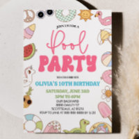 Modern Retro 70's Summer Birthday Pool Party