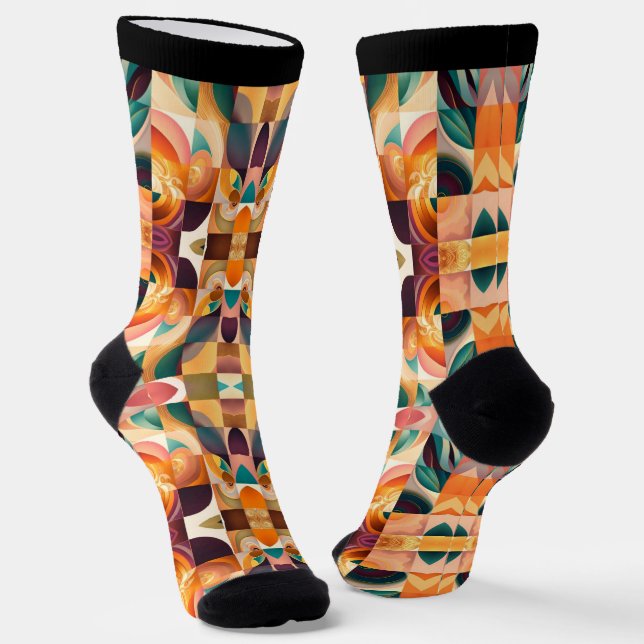 Modern Retro Abstract Squares Collection Socks (Angled)