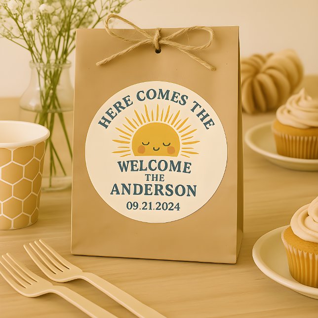 Modern Retro Baby Shower Customisable Sticker  (Creator Uploaded)