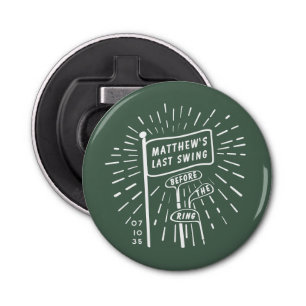 Modern Retro Bachelor Party Last Swing Golf Green Bottle Opener