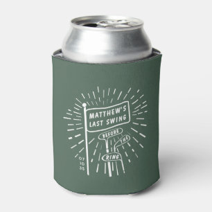 Modern Retro Bachelor Party Last Swing Golf Green Can Cooler