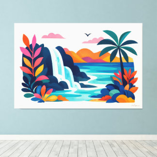 Modern retro beach scene 03 canvas print