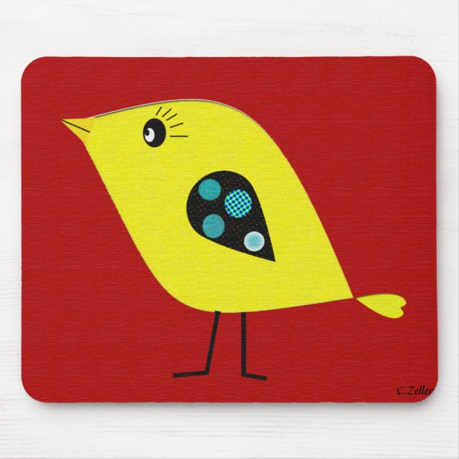 Modern Retro Bird Mouse Pad (Front)