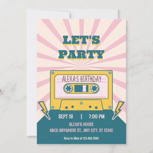 Modern Retro Birthday  Invitation (Front)