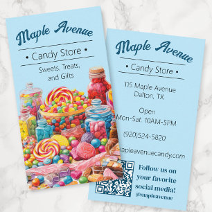 Modern Retro Blue Colourful Candy Business Card