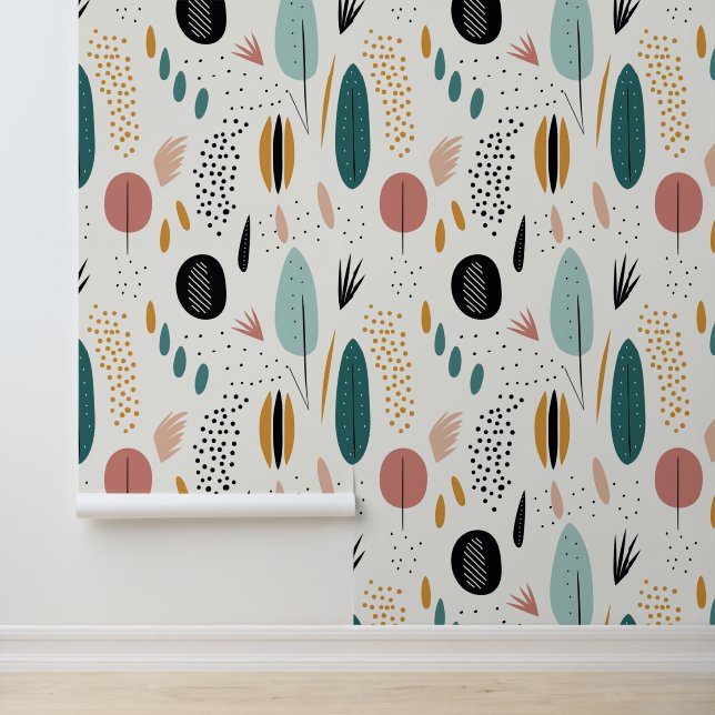 Modern Retro Boho Abstract Collection Wallpaper (Application)