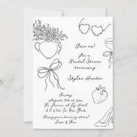 Modern Retro Boho Doodle RSVP Bridal Shower