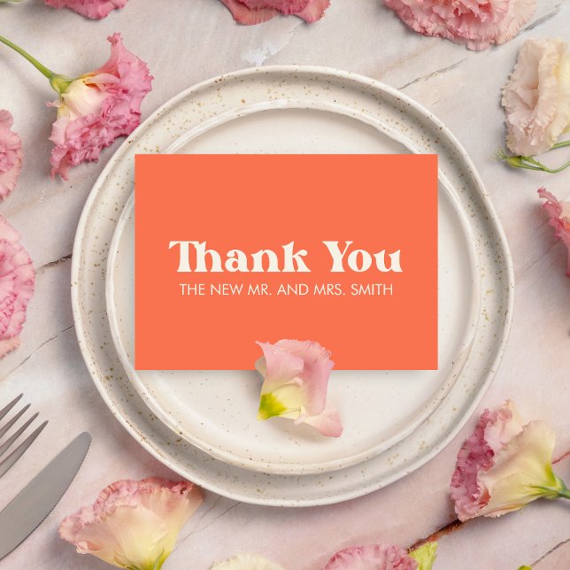 Modern Retro Bold & Chic Wedding Thank You Card (Bold & Chic Modern Retro Wedding Thank you Card)