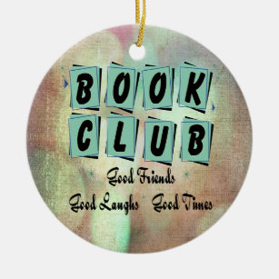 Modern Retro Book Club Group Bibliophile Ceramic Tree Decoration
