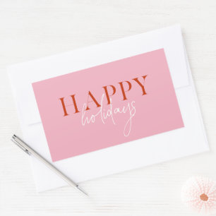 Modern Retro Bright Colourful Pink Script Holiday Rectangular Sticker