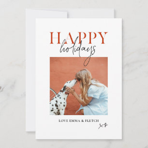 Modern Retro Bright Colourful Red Orange Dog Mum Holiday Card