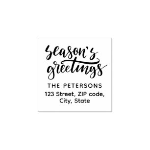 Modern Retro Calligraphy Season's Greetings Rubber Stamp