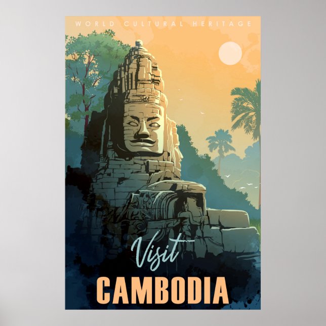 Modern Retro Cambodian Travel Poster (Front)