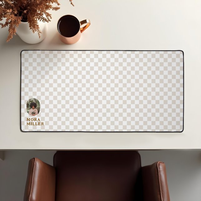 Modern Retro Chequered Pattern Photo Desk Mat (Modern Retro Checkered Pattern Photo Desk Mat)