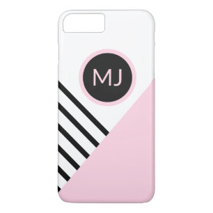 Modern Retro Chic Monogram Stripes and Colour Bloc iPhone 8 Plus/7 Plus Case