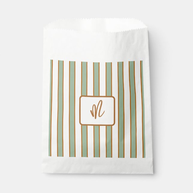 Modern Retro Chilli Lime Stripe Favour Bag (Front)
