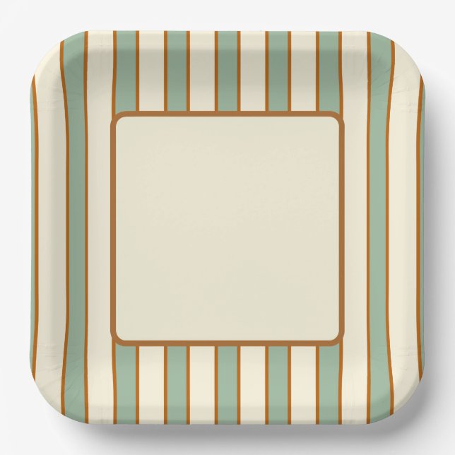 Modern Retro Chilli Lime Stripe Paper Plate (Front)