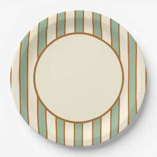 Modern Retro Chilli Lime Stripe Paper Plate