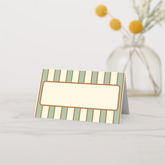 Modern Retro Chilli Lime Stripe Place Card (Front)