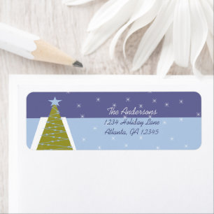 Modern Retro Christmas Tree Return Address Label