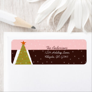 Modern Retro Christmas Tree Return Address Label
