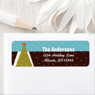 Modern Retro Christmas Tree Return Address Label