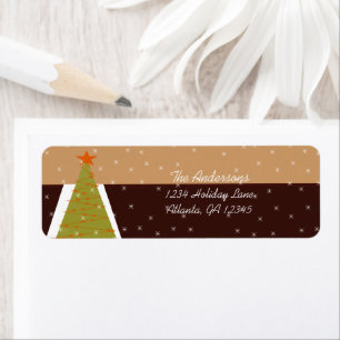Modern Retro Christmas Tree Return Address Return Address Label
