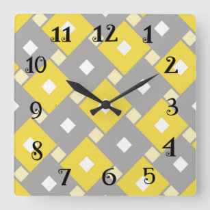 Modern Retro Clock - Yellow and Grey.