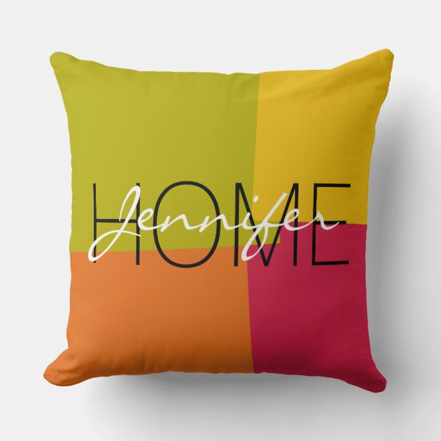 Modern Retro Colour Geometric Pattern #12 Cushion (Front)