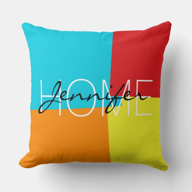 Modern Retro Colour Geometric Pattern #4 Cushion (Front)