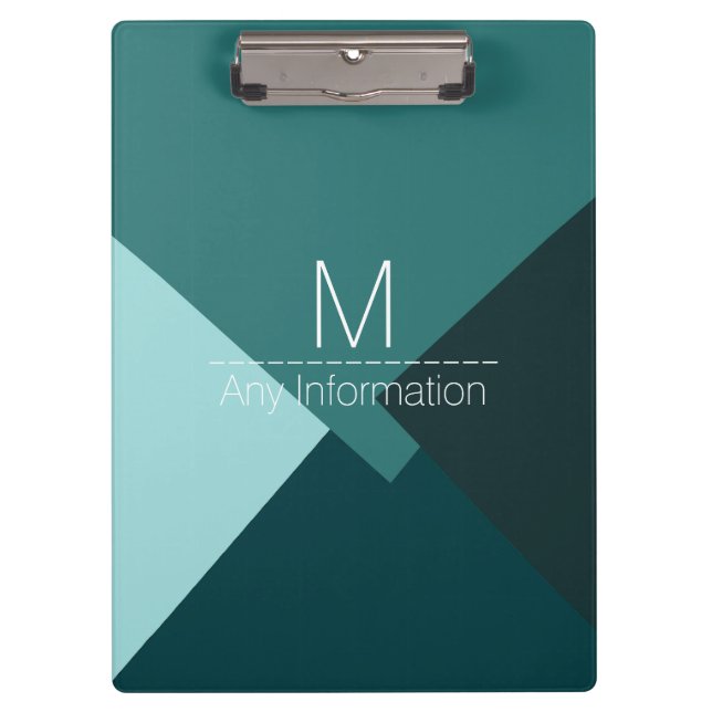 Modern Retro Colour Geometric Pattern Monogram #7 Clipboard (Front)