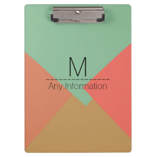 Modern Retro Colour Geometric Pattern Monogram #8 Clipboard