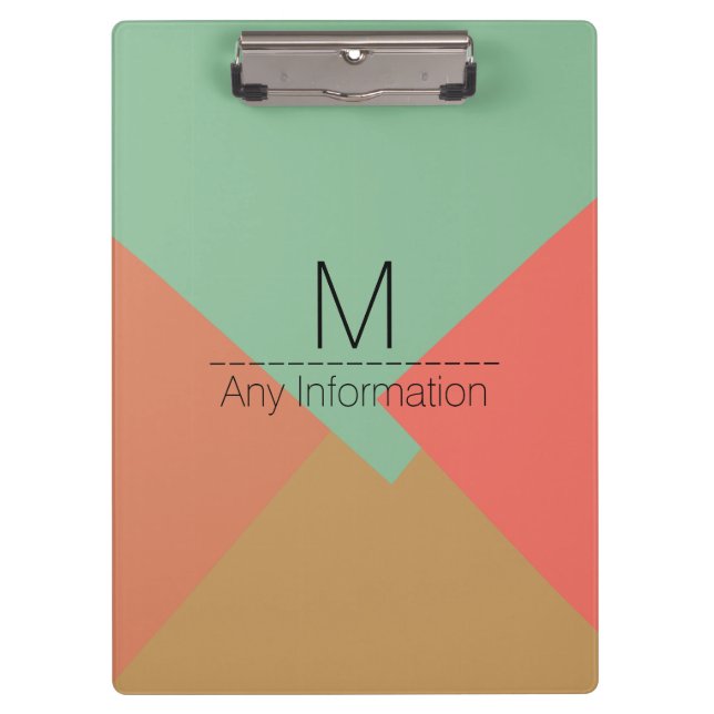Modern Retro Colour Geometric Pattern Monogram #8 Clipboard (Front)