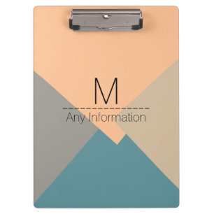 Modern Retro Colour Geometric Pattern Monogram Clipboard