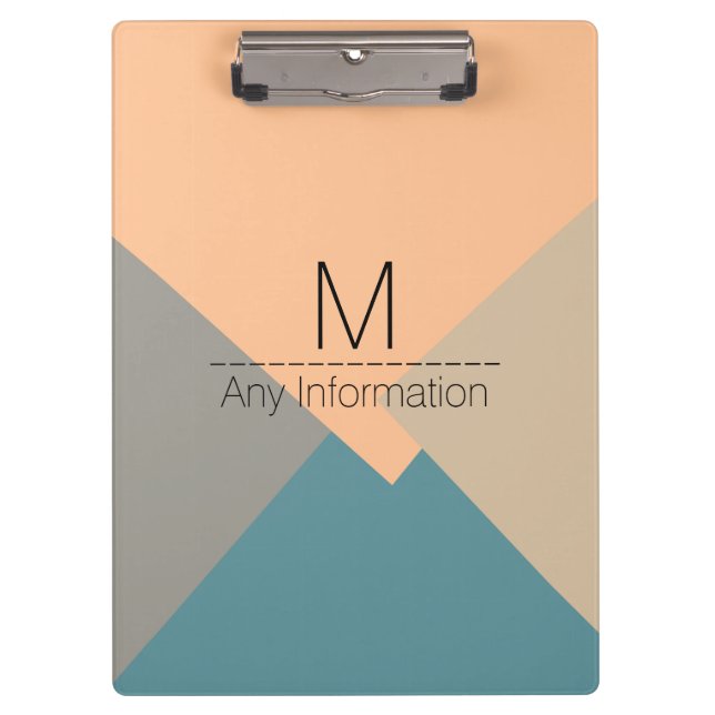 Modern Retro Colour Geometric Pattern Monogram Clipboard (Front)