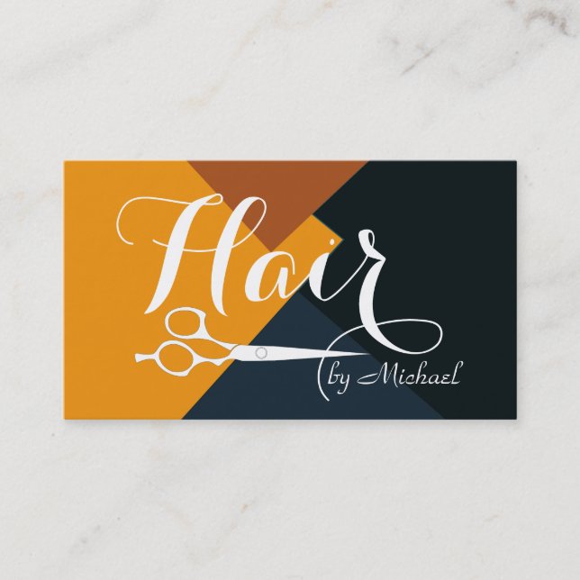 Modern Retro Colour Hair Stylist #9 Business Card (Front)