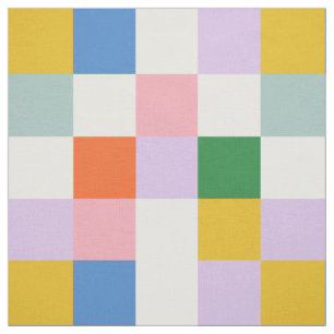 Modern Retro Colourful Chequered Pattern Fabric