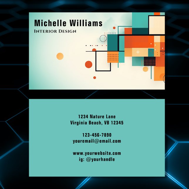 Modern Retro Colourful Geometric Business Card (Modern Retro Colorful Geometric Business Card)