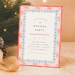 Modern Retro Colourful Holiday Christmas Invitation