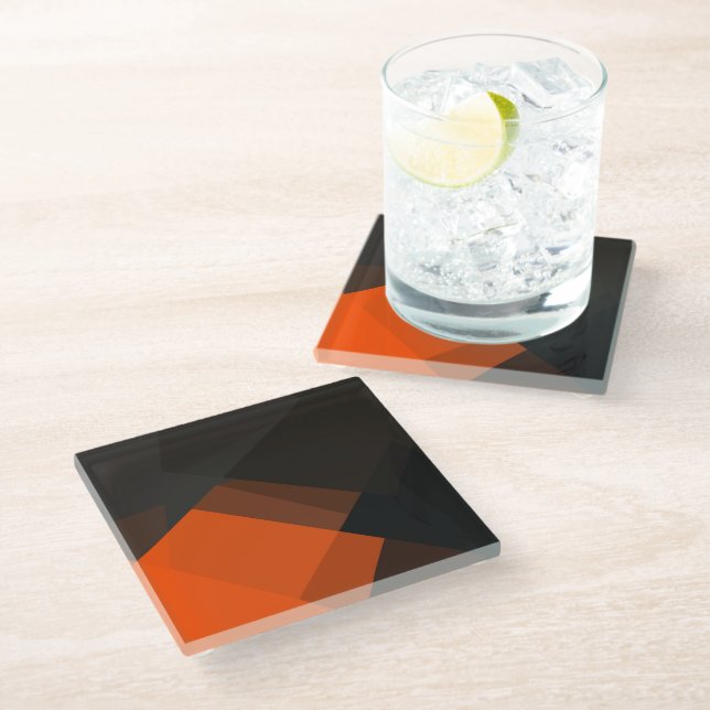 Modern Retro Colours Geometric #13 Glass Coaster (Angled)
