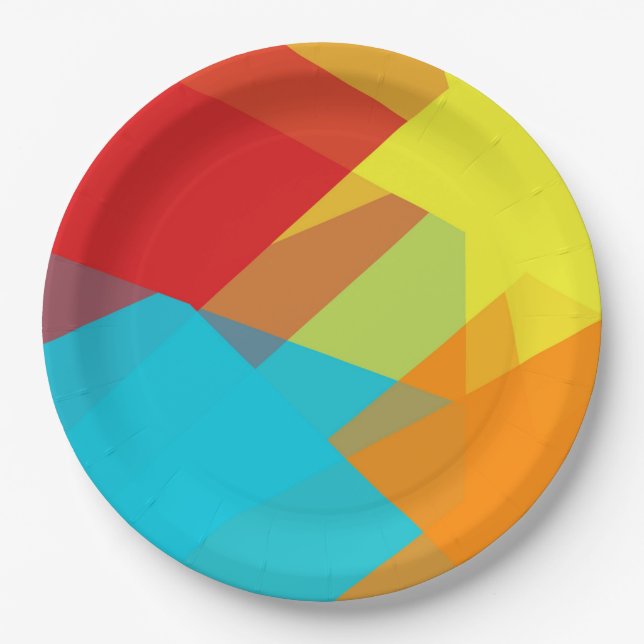 Modern Retro Colours Geometric #14 Paper Plate (Front)