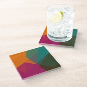 Modern Retro Colours Geometric #18 Glass Coaster