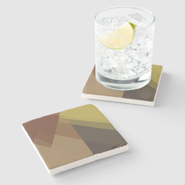 Modern Retro Colours Geometric #26 Stone Coaster (Side)
