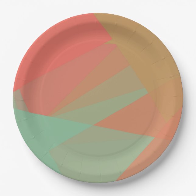 Modern Retro Colours Geometric #28 Paper Plate (Front)