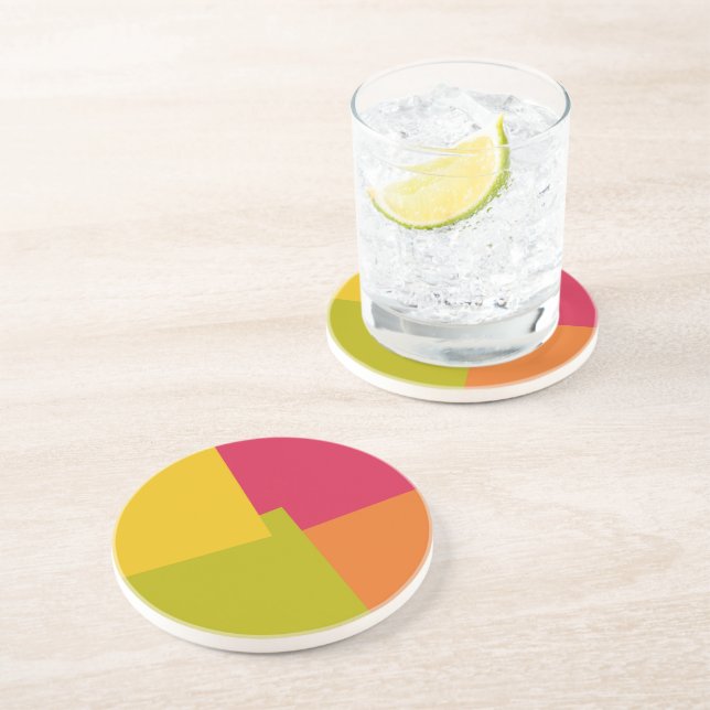 Modern Retro Colours Geometric #2 Coaster (Side)
