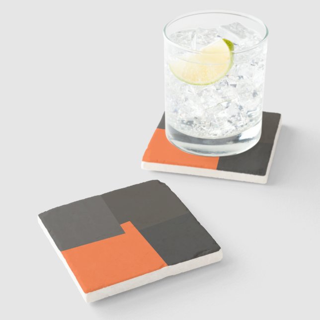 Modern Retro Colours Geometric #38 Stone Coaster (Side)