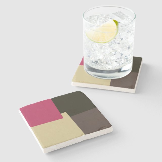 Modern Retro Colours Geometric #39 Stone Coaster (Side)