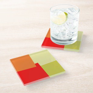 Modern Retro Colours Geometric #3 Glass Coaster