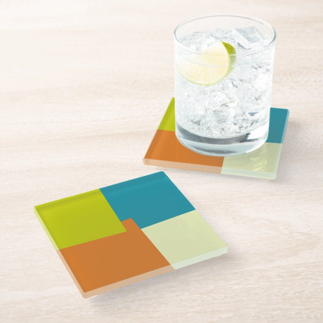 Modern Retro Colours Geometric #40 Glass Coaster (Angled)